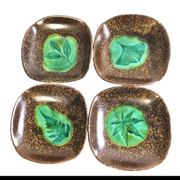 4 Brown And Green Rustic Barn Ceramic Soy Sauce Condiment Dipping Bowl Dishes - Picture 2 of 7